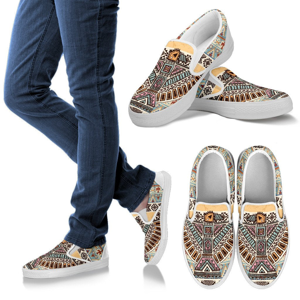 Native American Eagle Pattern Women Canvas Slip On Shoes