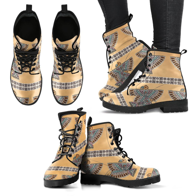 Native American Eagle Pattern Women Leather Boots