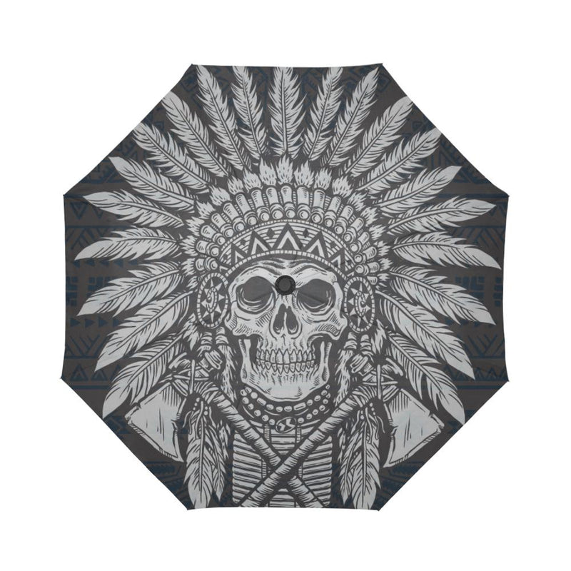 Native American Indian Skull Automatic Foldable Umbrella