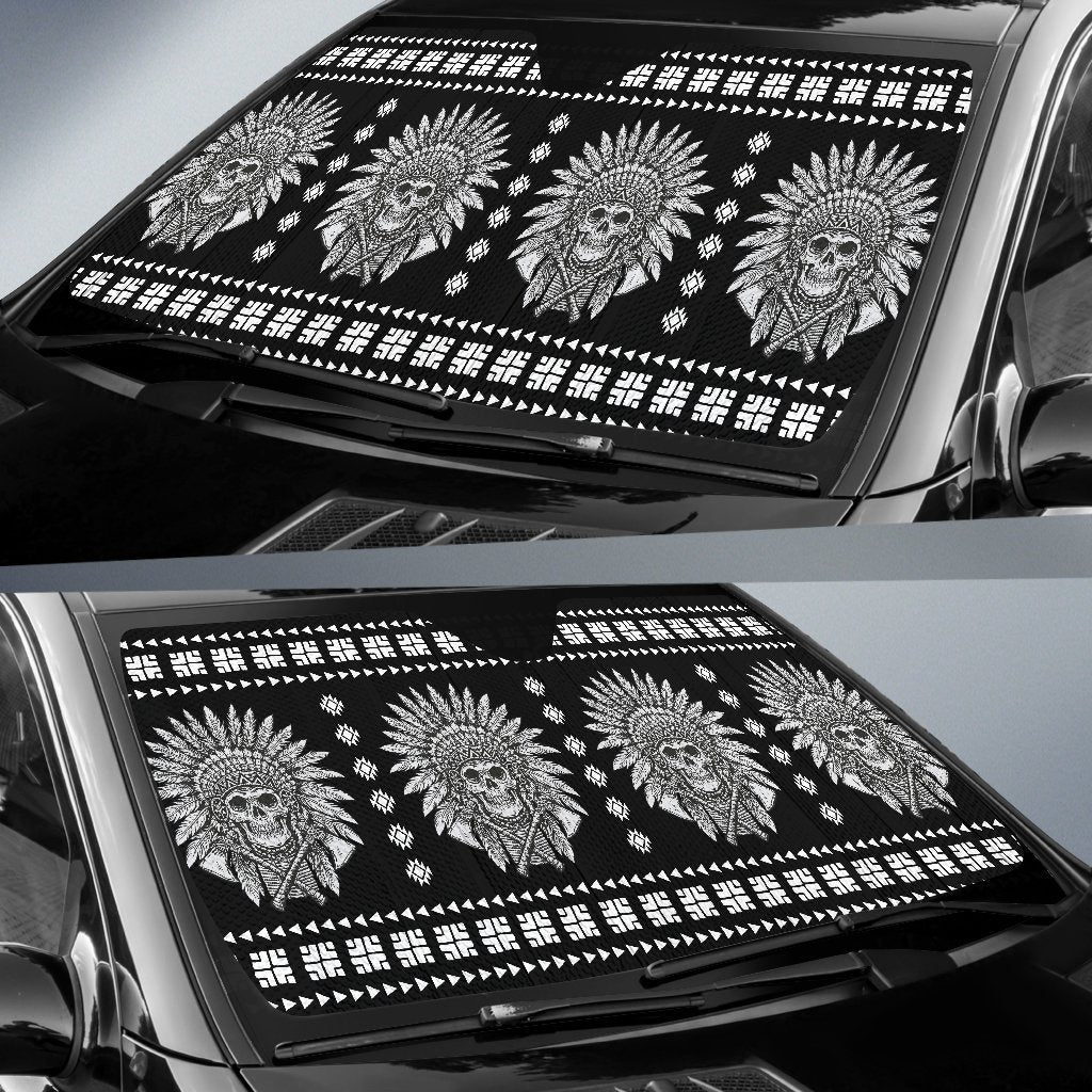 Native American Indian Skull Car Sun Shade-JorJune