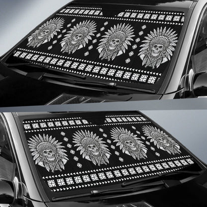Native American Indian Skull Car Sun Shade-JorJune