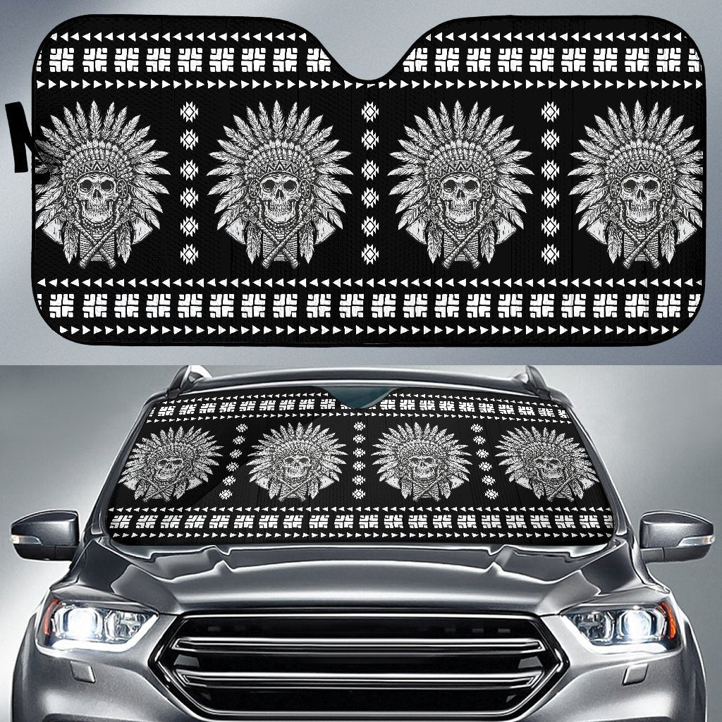 Native American Indian Skull Car Sun Shade-JorJune