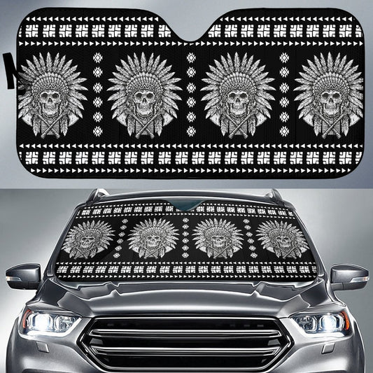 Native American Indian Skull Car Sun Shade-JorJune