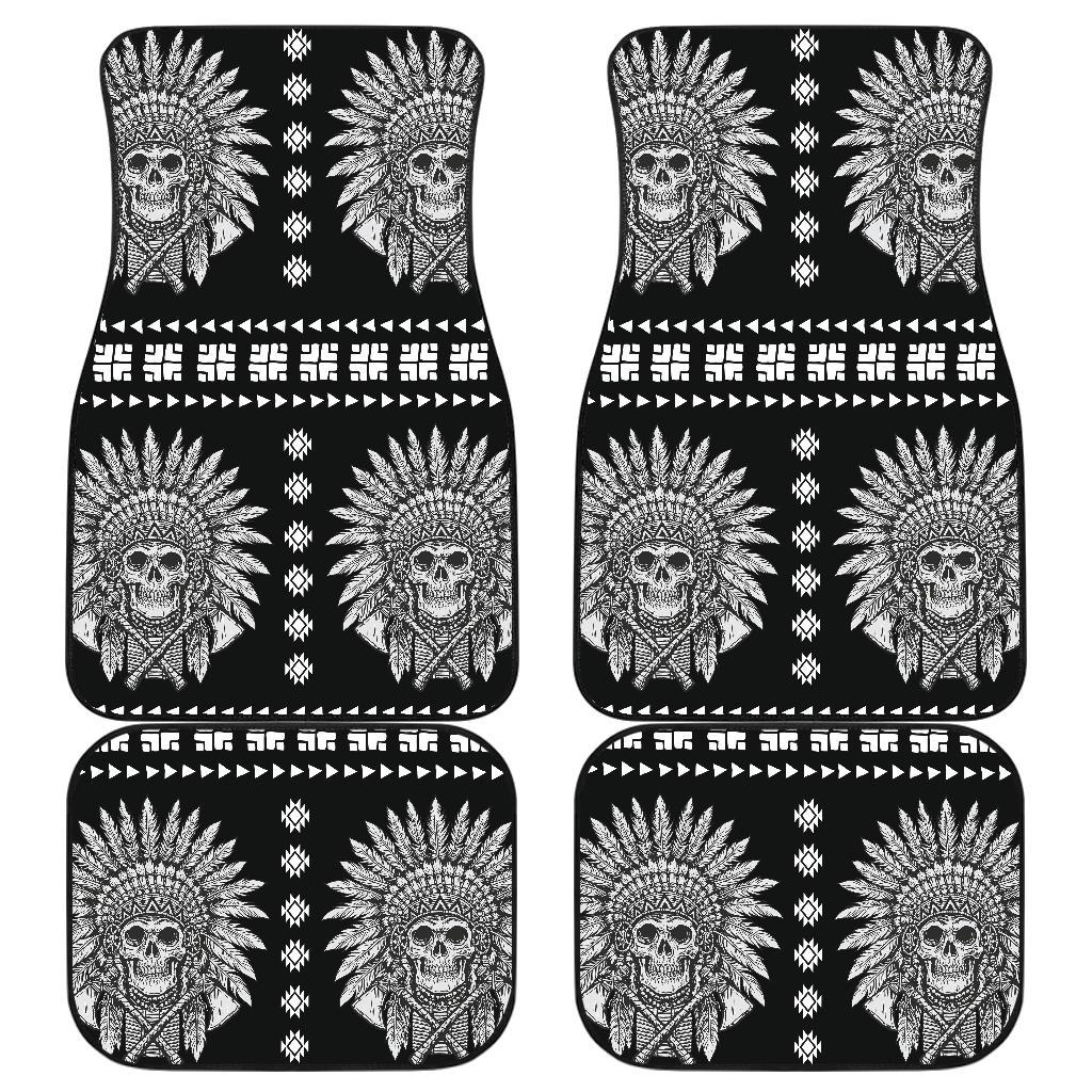 Native American Indian Skull Front and Back Car Floor Mats