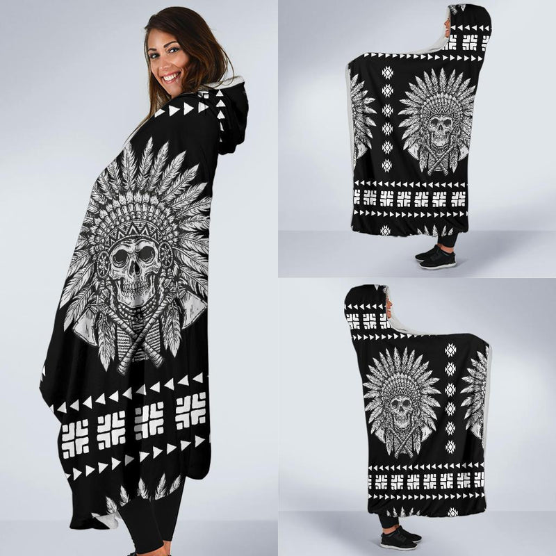 Native American Indian Skull Hooded Blanket-JORJUNE.COM