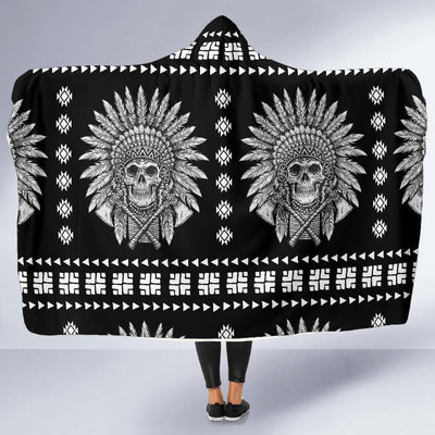 Native American Indian Skull Hooded Blanket-JORJUNE.COM