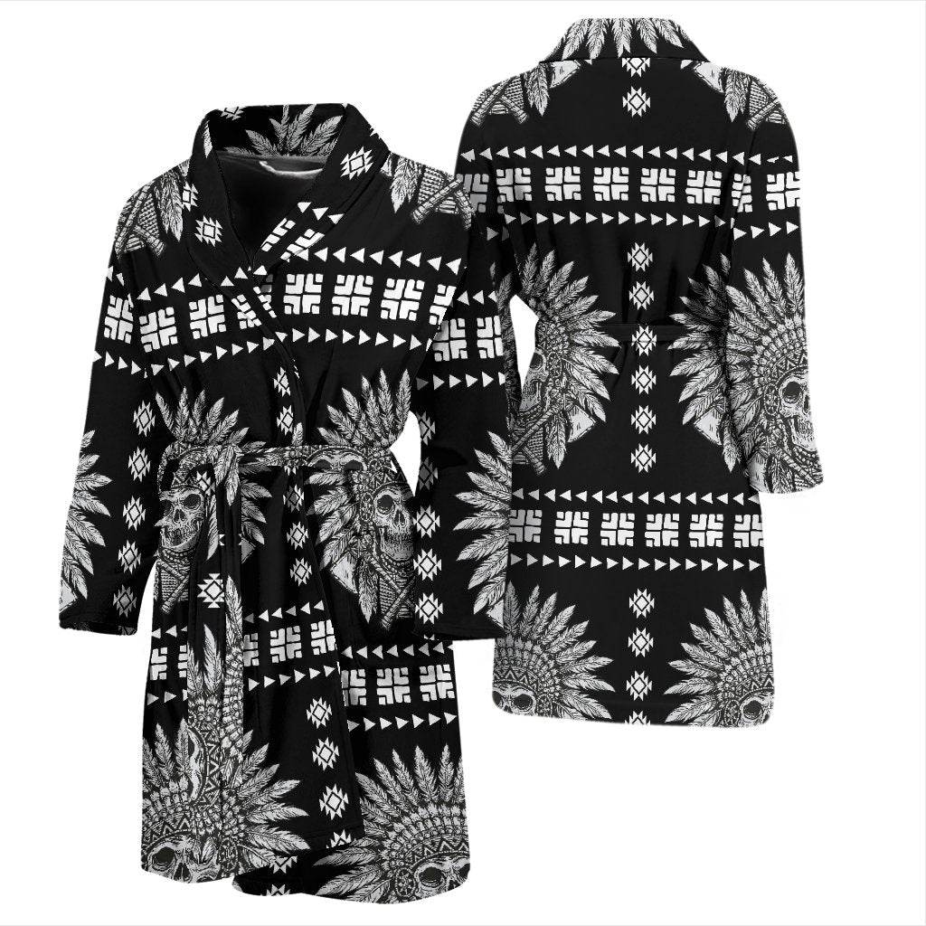 Native American Indian Skull Men Bath Robe