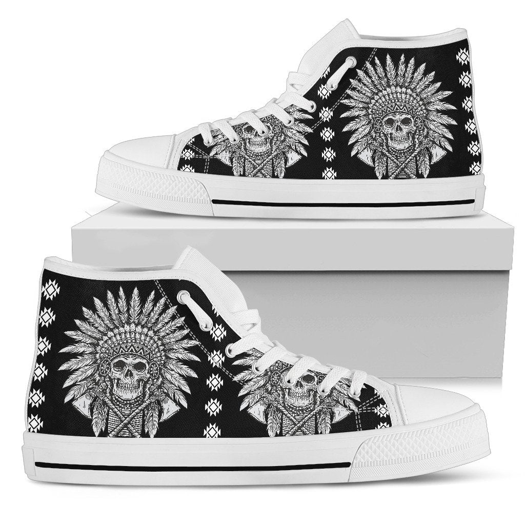 Native American Indian Skull Men High Top Shoes