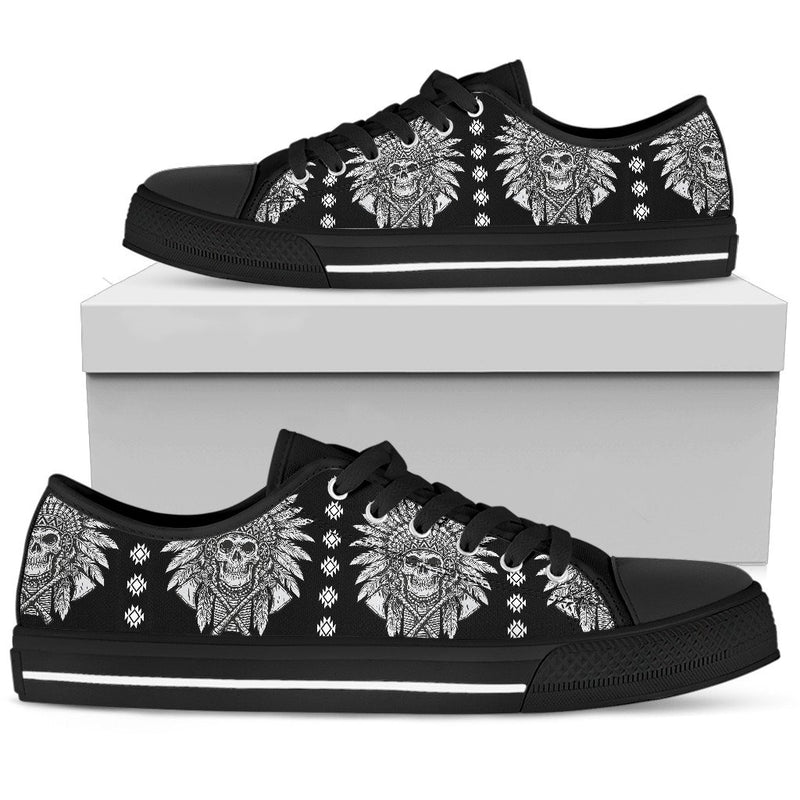 Native American Indian Skull Men Low Top Shoes