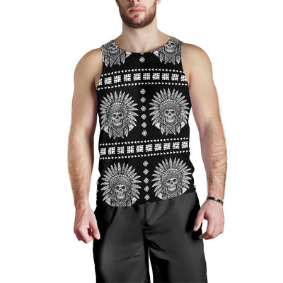 Native American Indian Skull Men Tank Top