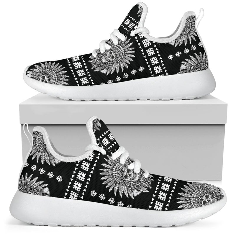 Native American Indian Skull Mesh Knit Sneakers Shoes