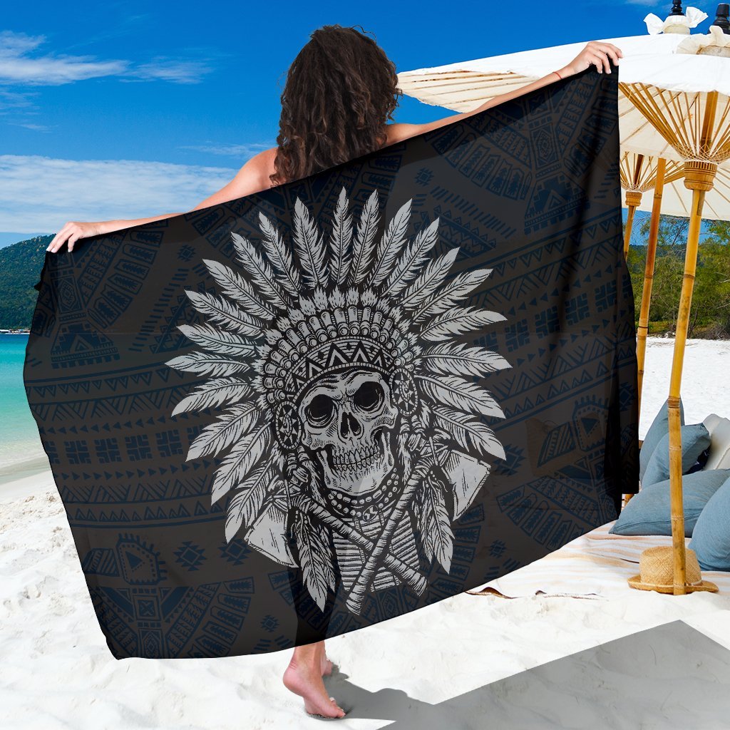 Native American Indian Skull Beach Sarong Pareo Wrap