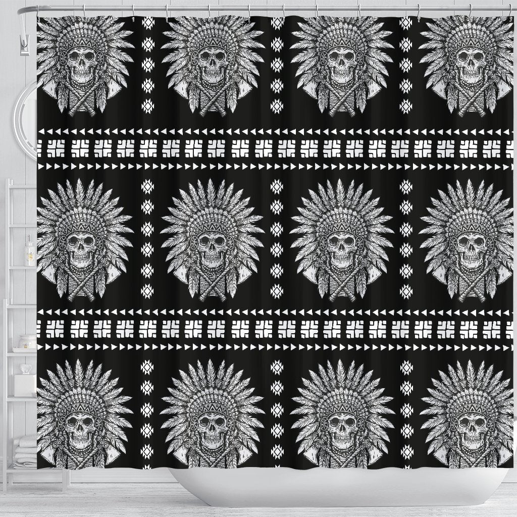 Native American Indian Skull Shower Curtain