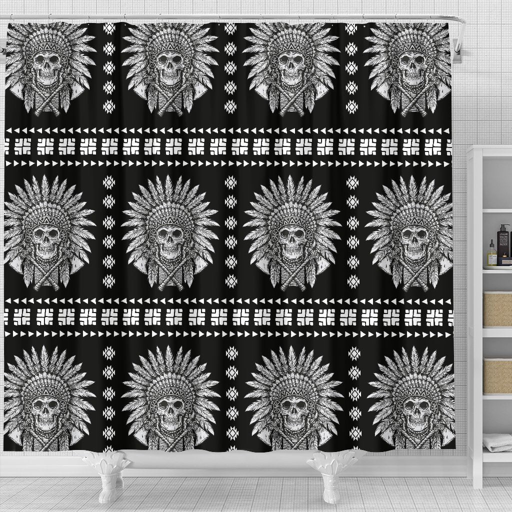 Native American Indian Skull Shower Curtain