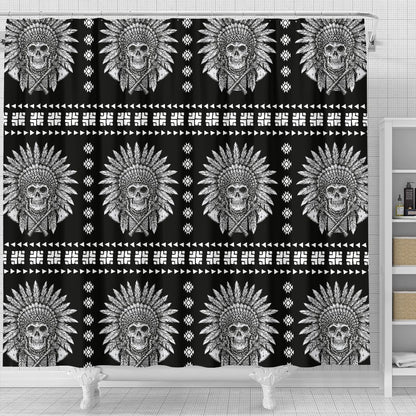 Native American Indian Skull Shower Curtain