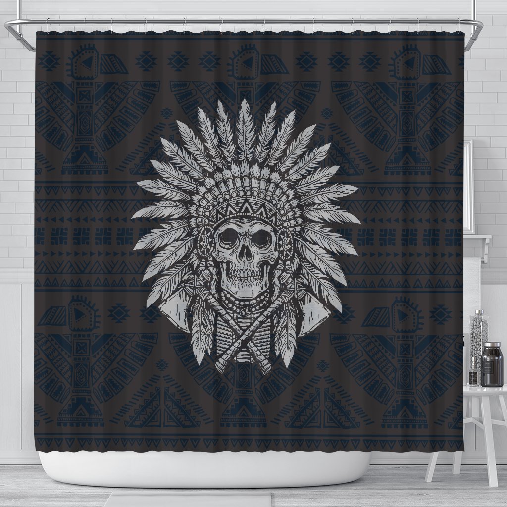 Native American Indian Skull Shower Curtain