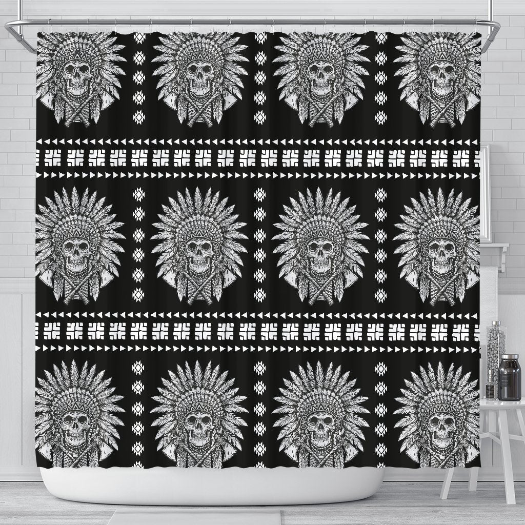 Native American Indian Skull Shower Curtain