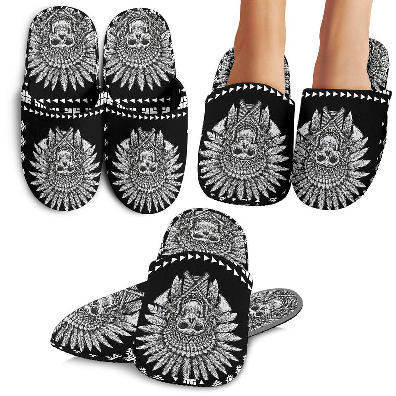 Native American Indian Skull Slippers