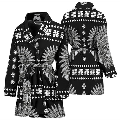 Native American Indian Skull Women Bath Robe