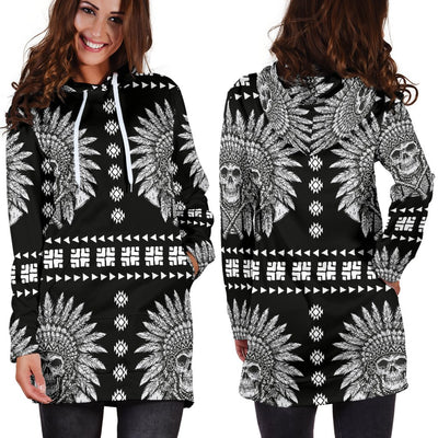 Native American Indian Skull Women Hoodie Dress