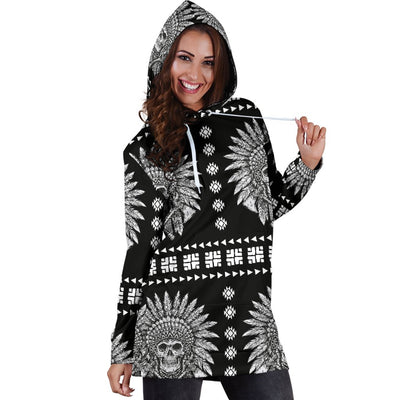 Native American Indian Skull Women Hoodie Dress