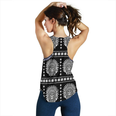 Native American Indian Skull Women Racerback Tank Top