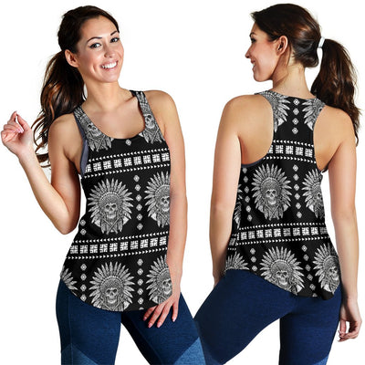 Native American Indian Skull Women Racerback Tank Top