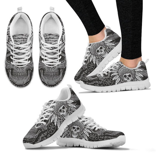 Native American Indian Skull Women Sneakers