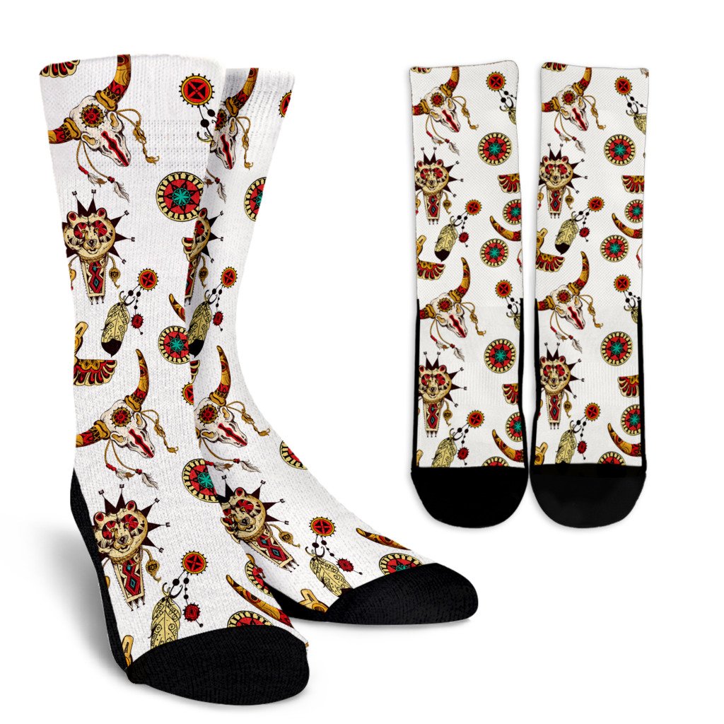 Native American Symbol Pattern Crew Socks