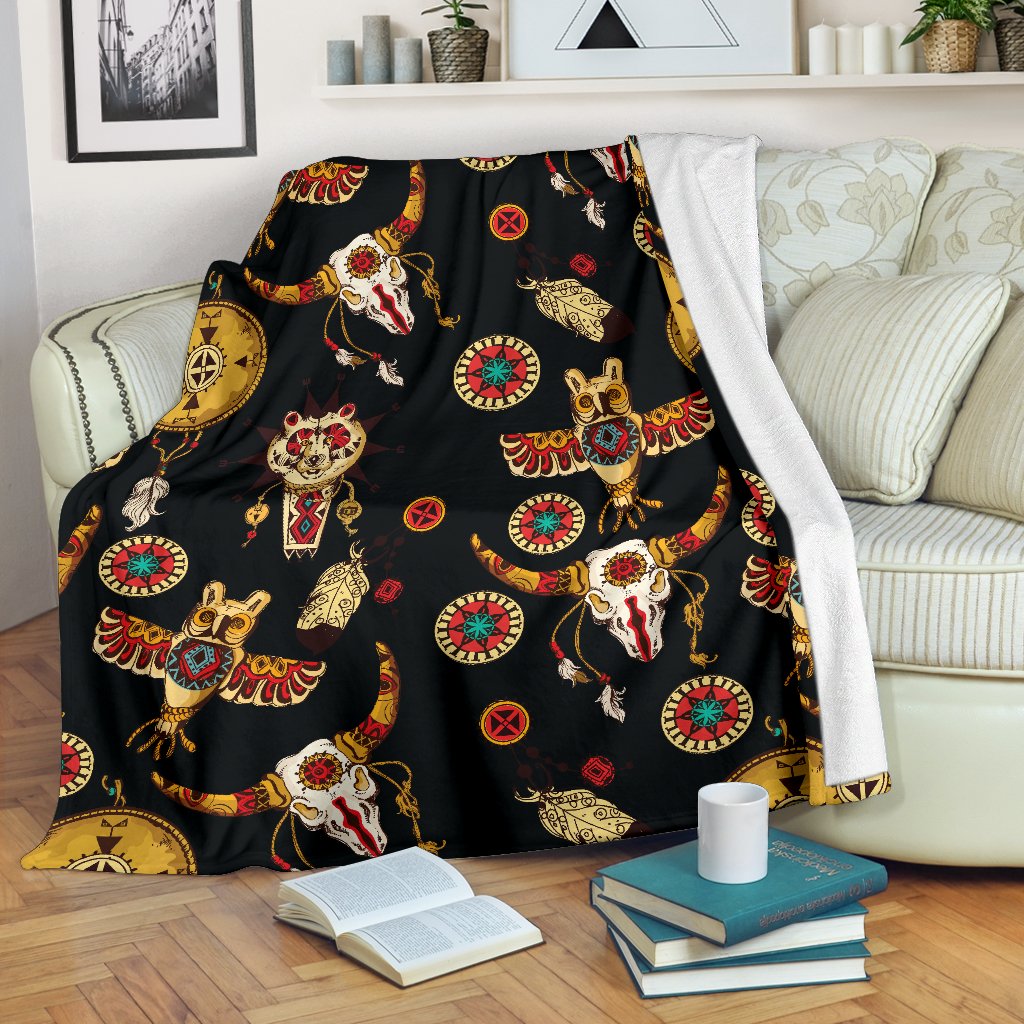 Native American Symbol Pattern Fleece Blanket