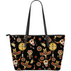 Native American Symbol Pattern Large Leather Tote Bag