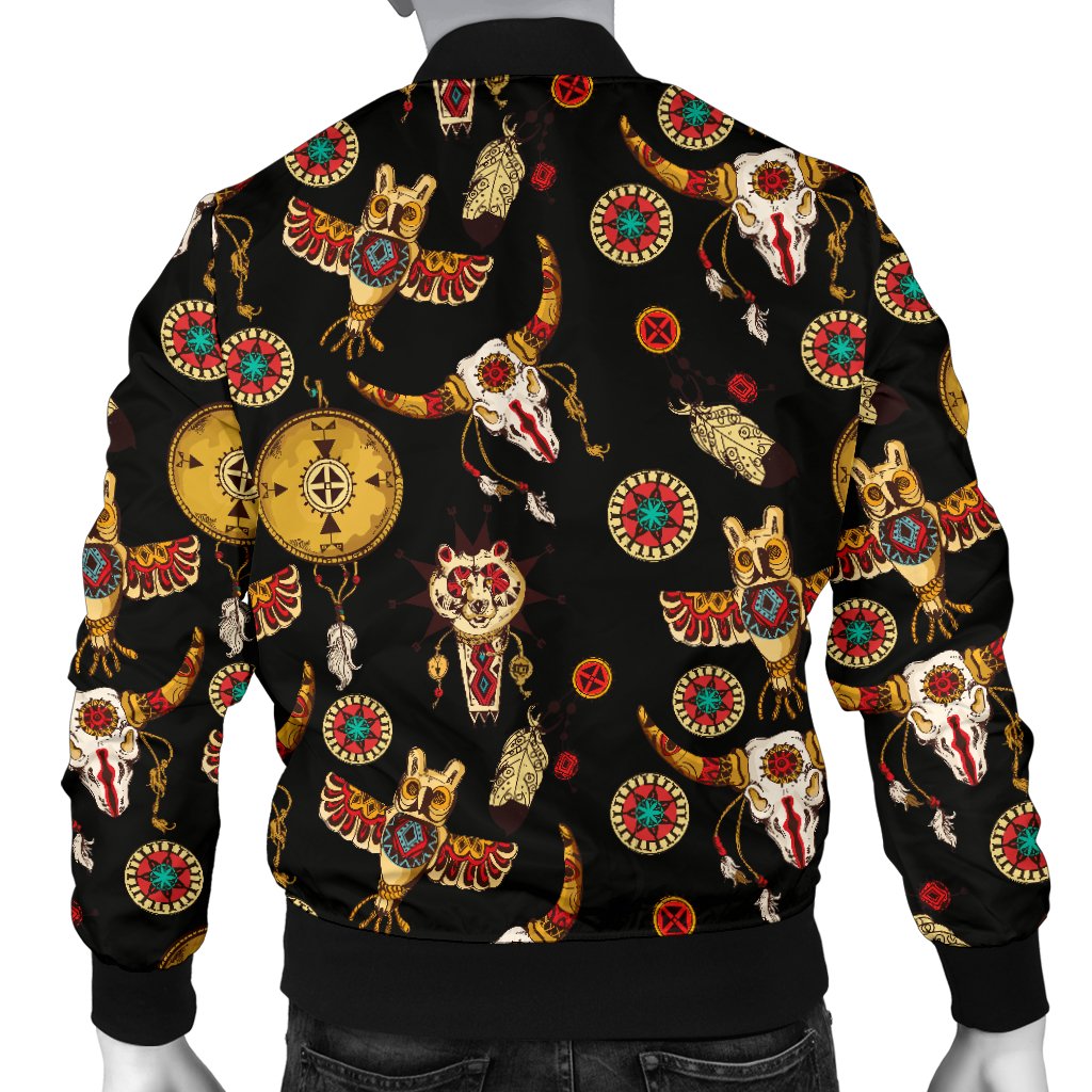Native American Symbol Pattern Men Casual Bomber Jacket