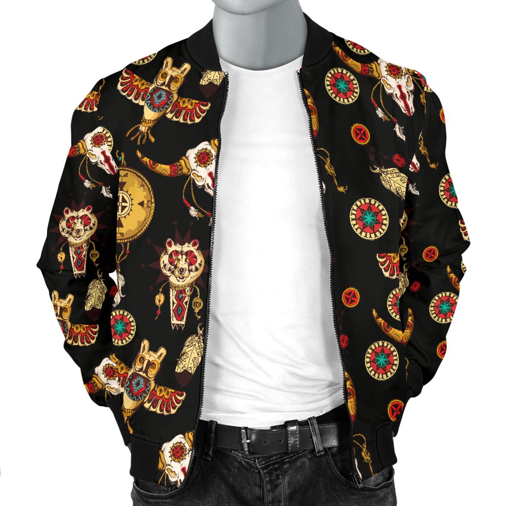 Native American Symbol Pattern Men Casual Bomber Jacket