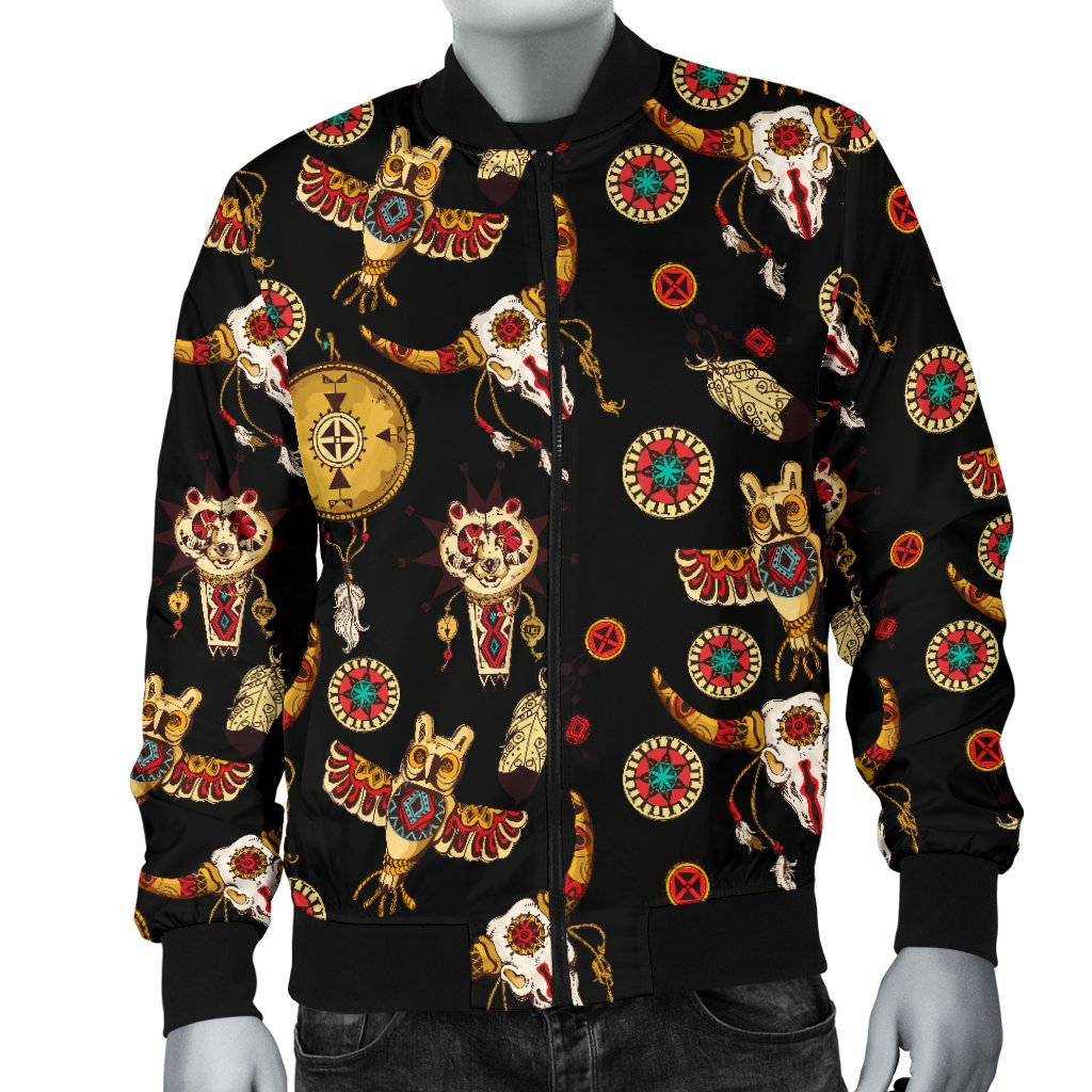 Native American Symbol Pattern Men Casual Bomber Jacket