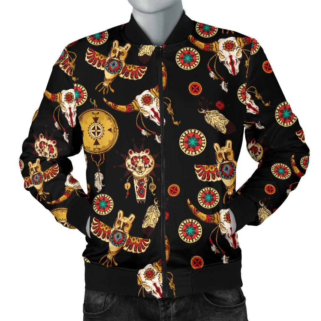 Native American Symbol Pattern Men Casual Bomber Jacket