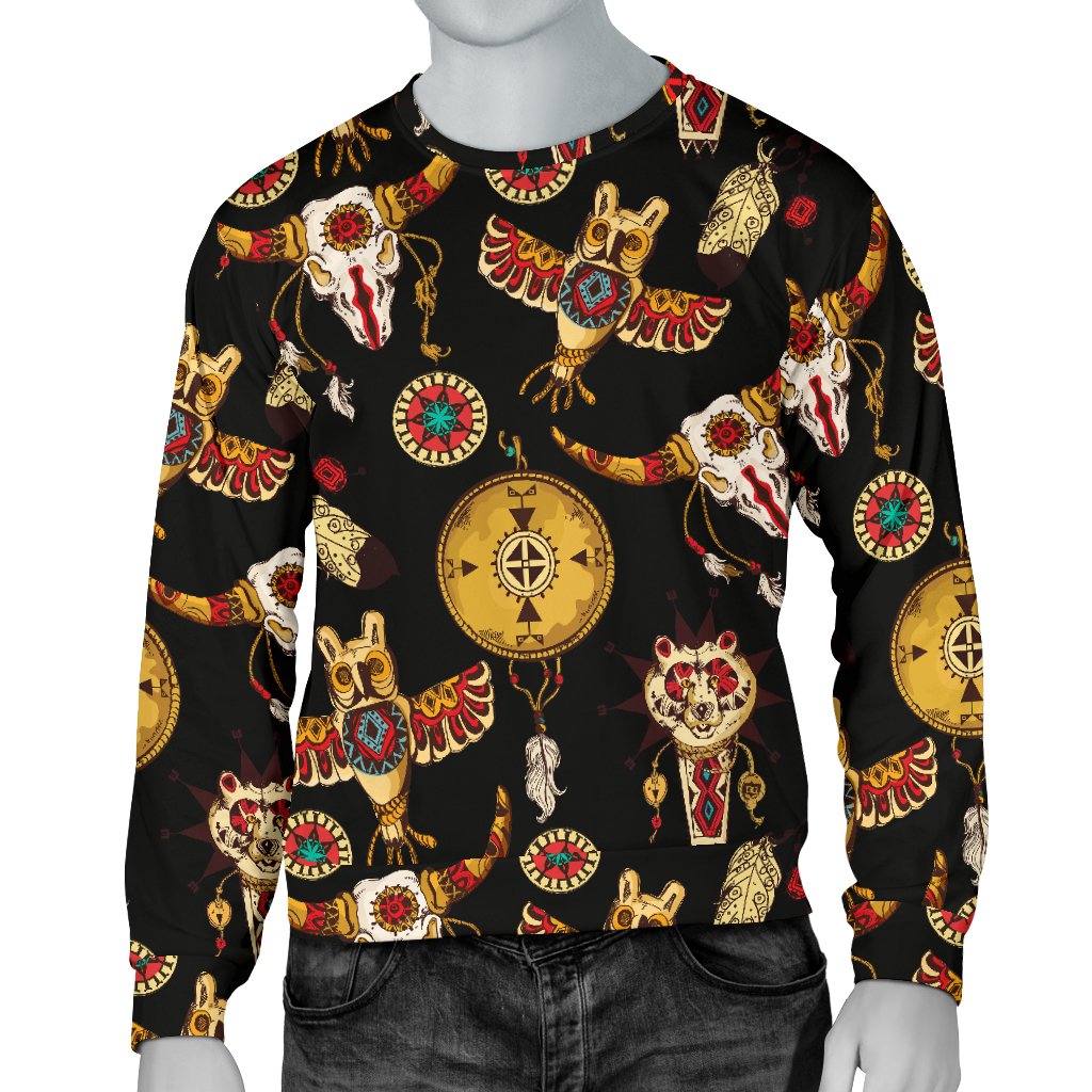 Native American Symbol Pattern Men Crewneck Sweatshirt