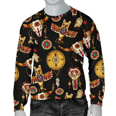 Native American Symbol Pattern Men Crewneck Sweatshirt