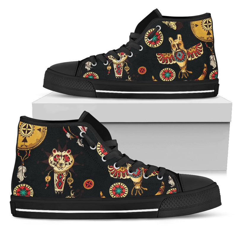 Native American Symbol Pattern Men High Top Shoes