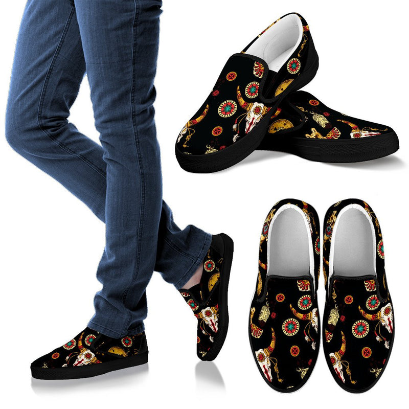 Native American Symbol Pattern Men Slip On Shoes