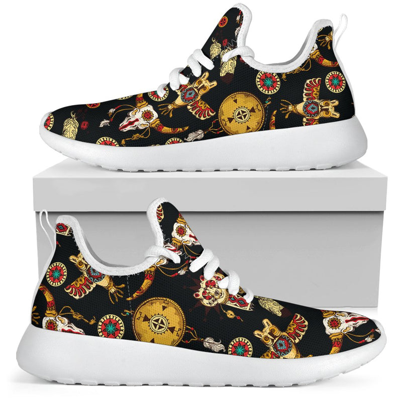 Native American Symbol Pattern Mesh Knit Sneakers Shoes