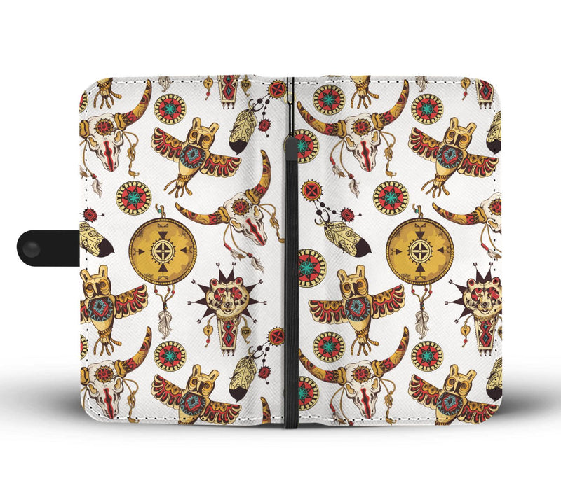 Native American Symbol Pattern Wallet Phone Case