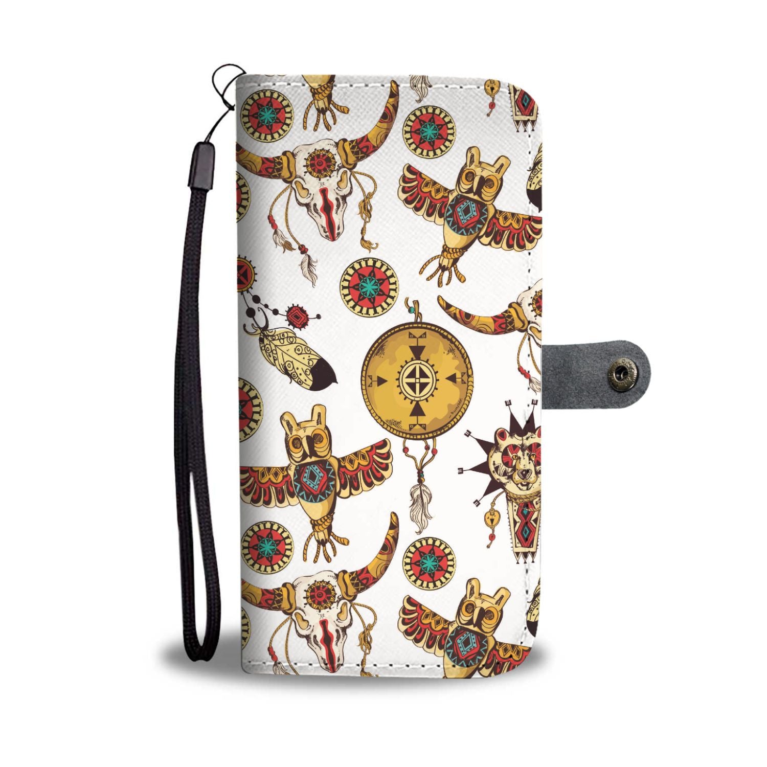 Native American Symbol Pattern Wallet Phone Case