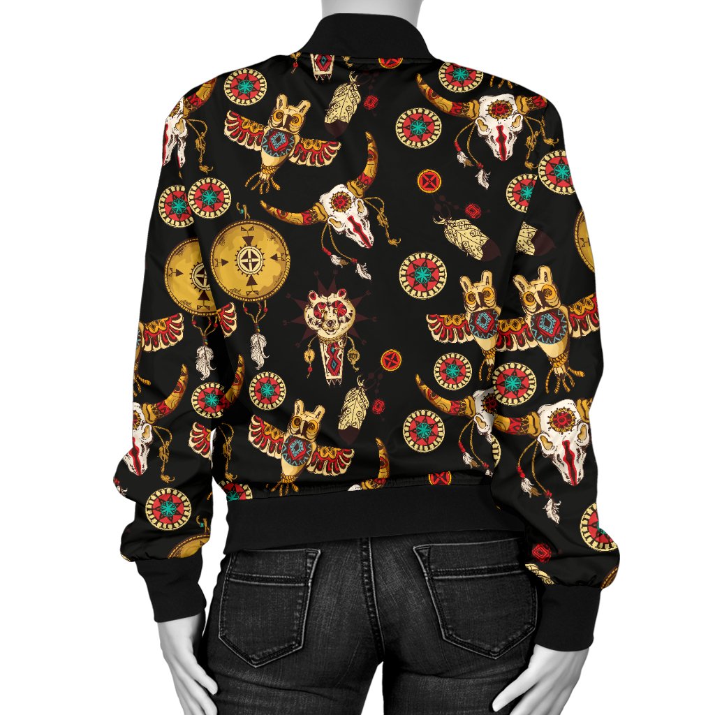 Native American Symbol Pattern Women Casual Bomber Jacket