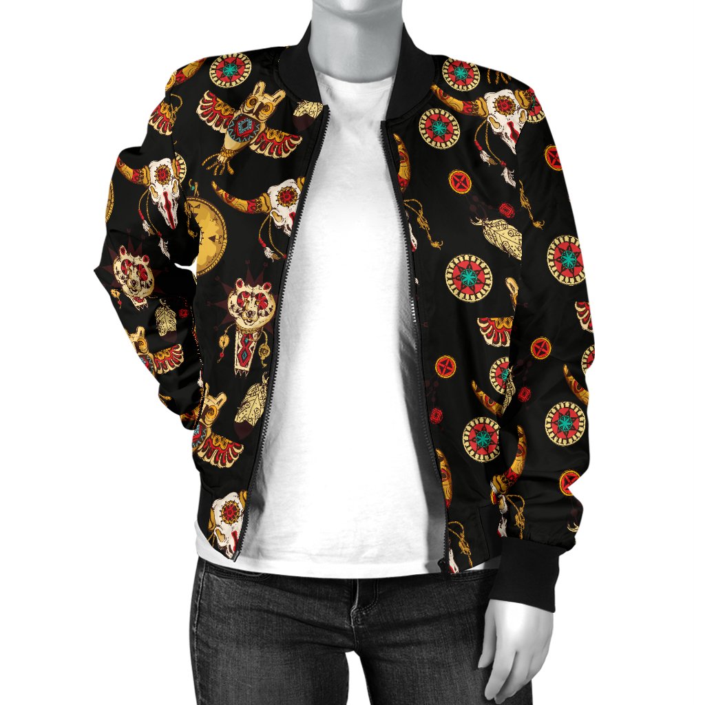 Native American Symbol Pattern Women Casual Bomber Jacket