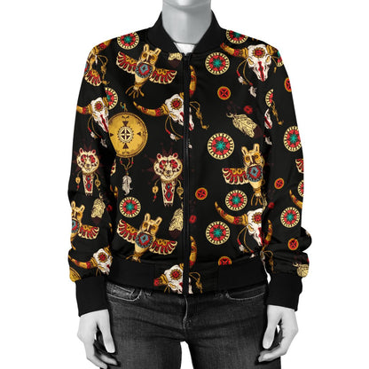 Native American Symbol Pattern Women Casual Bomber Jacket