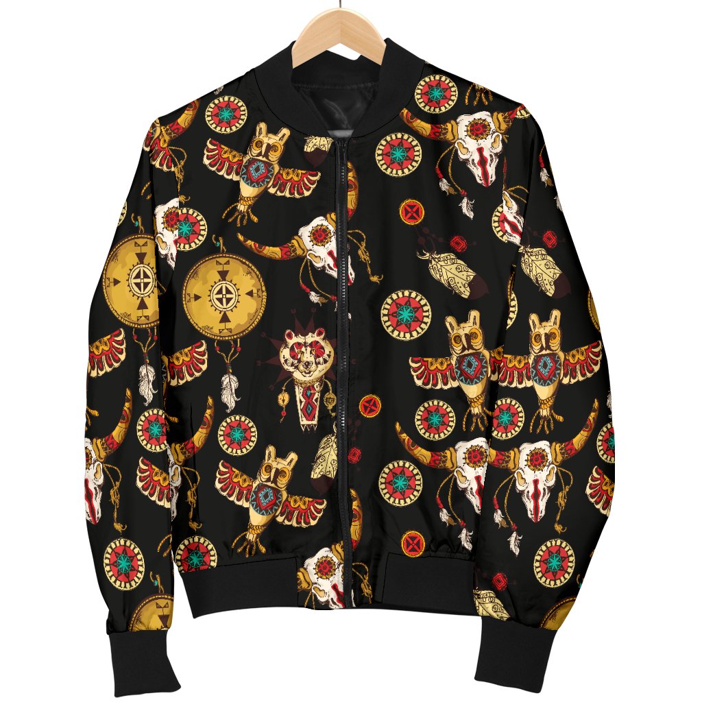 Native American Symbol Pattern Women Casual Bomber Jacket