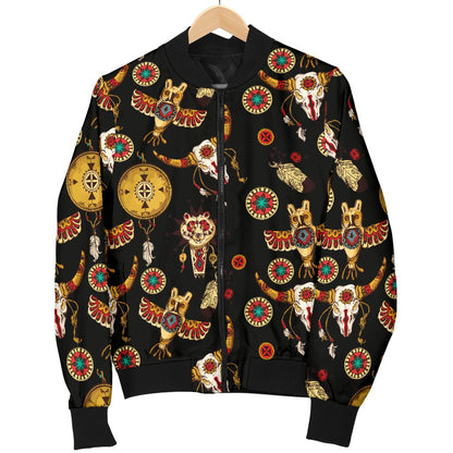 Native American Symbol Pattern Women Casual Bomber Jacket