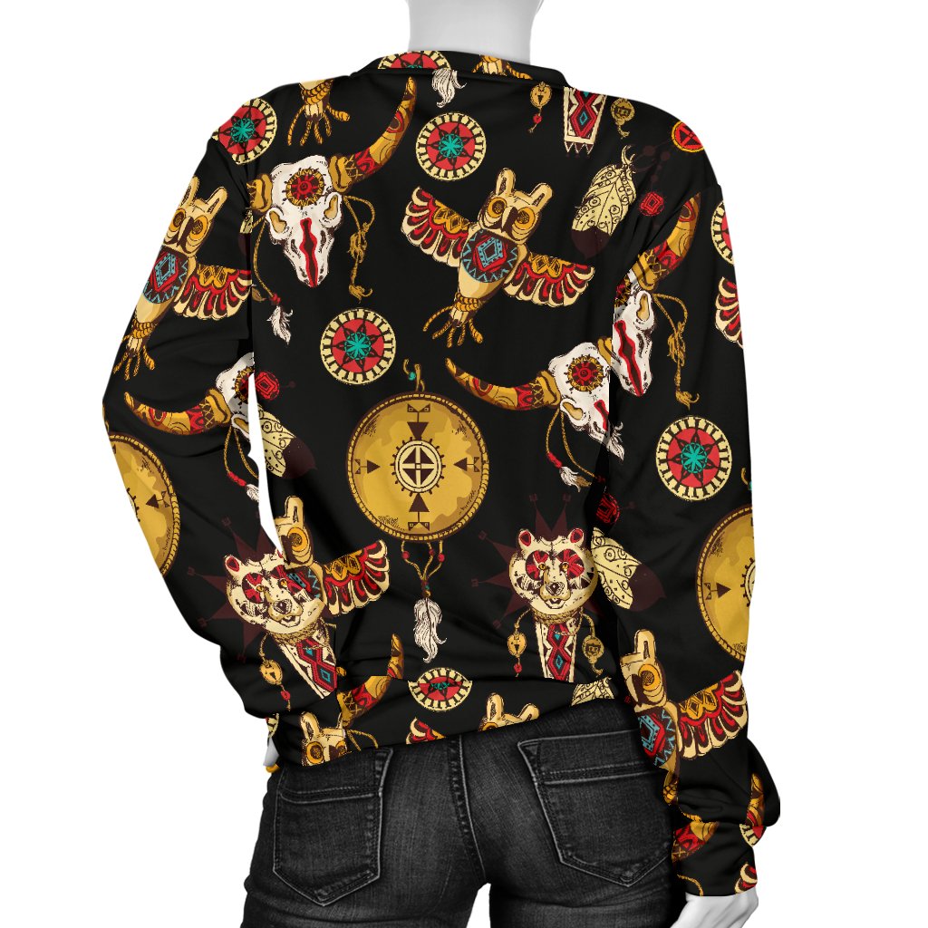 Native American Symbol Pattern Women Crewneck Sweatshirt