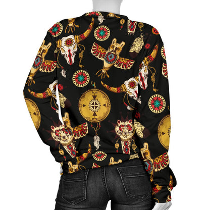 Native American Symbol Pattern Women Crewneck Sweatshirt