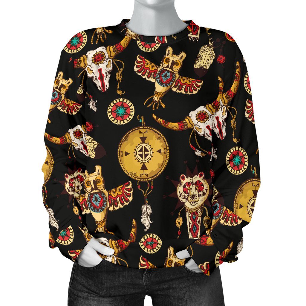 Native American Symbol Pattern Women Crewneck Sweatshirt